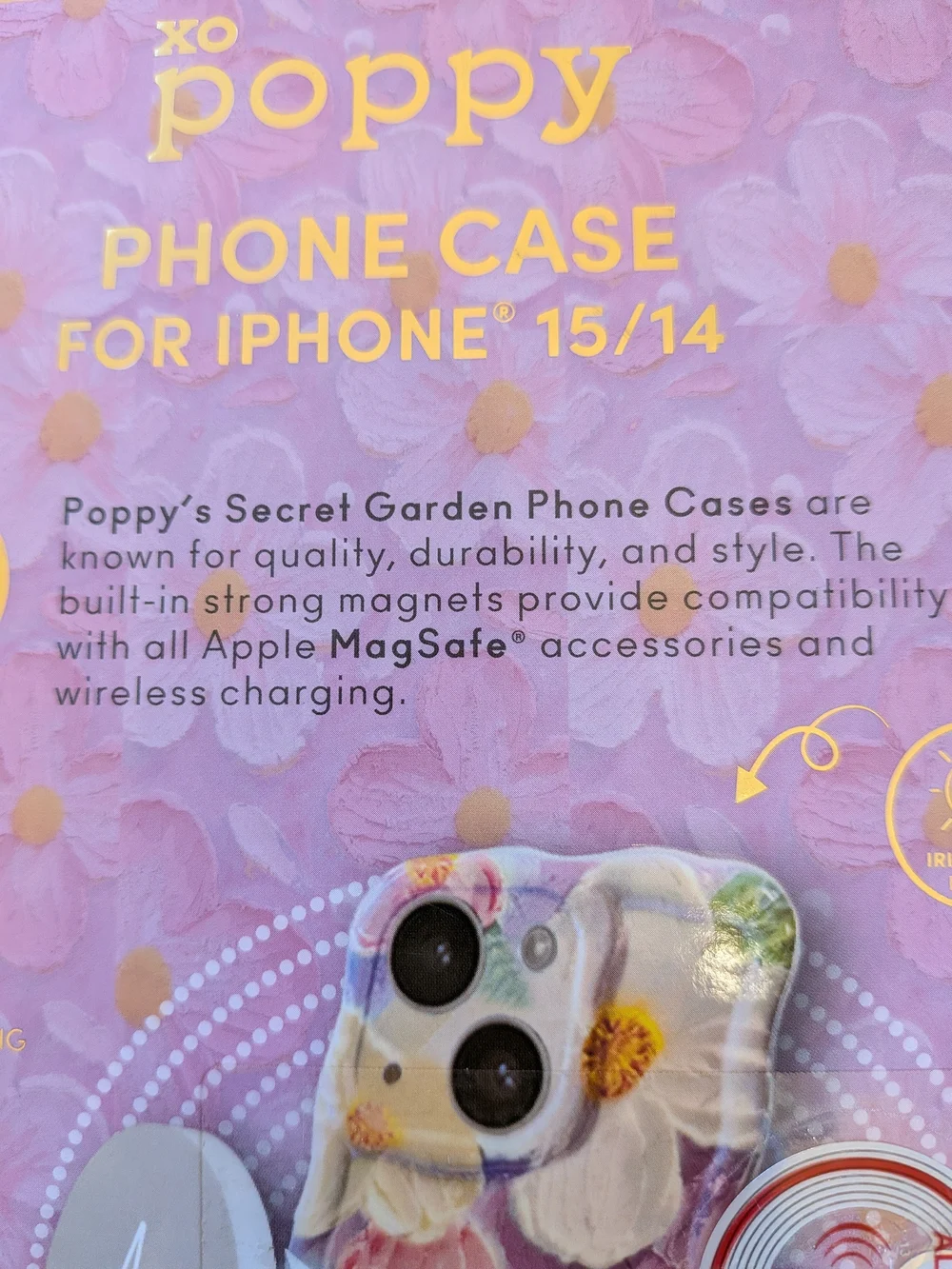 NIB XO Poppy Secret Garden iPhone Case - MagSafe Compatible Iridescent NWT